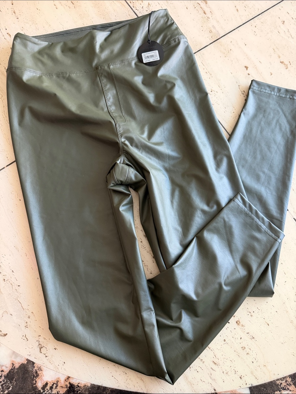 aerie Real Luxe Offline Olive Green Women's Performance Joggers Faux Leather